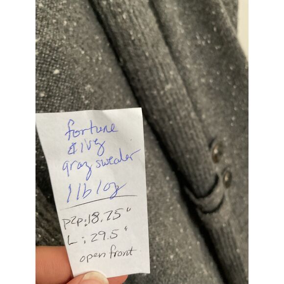 Fortune + Ivy Sawyer Open Gray Shawl Collared Cardigan Stitch Fix Long Line - Picture 10 of 12